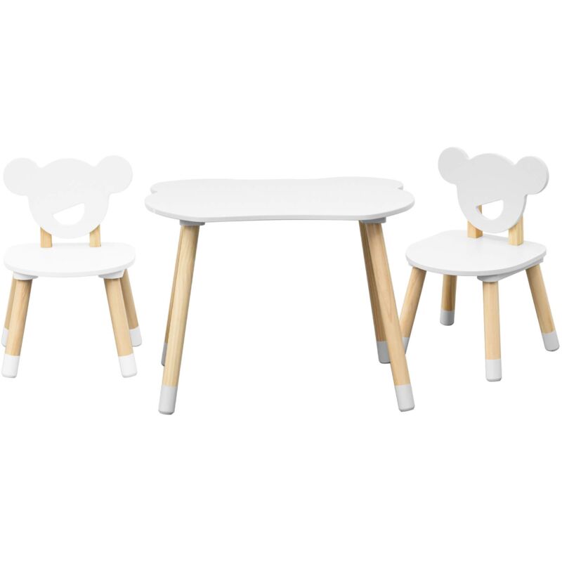 foto del prodotto mobili rebecca tavolino e 2 sedie per bambini rebecca mobili nefel 44x60x56 mdf pino bianco marrone set 3 pezzi
