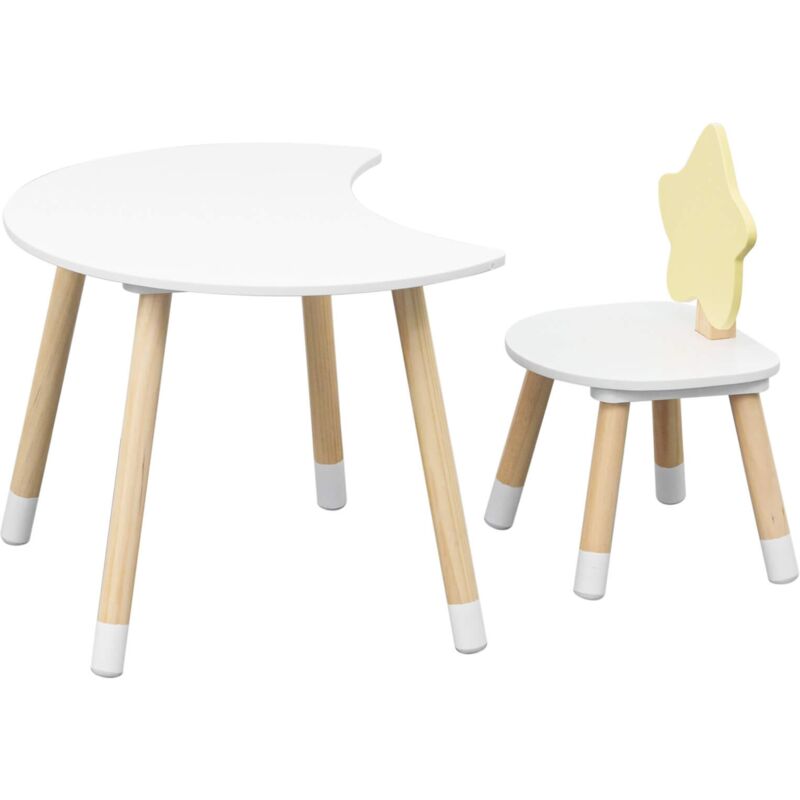 foto del prodotto mobili rebecca tavolino e sedia per bambini rebecca mobili buriti 44x60x40 mdf pino bianco marrone set 2 pezzi