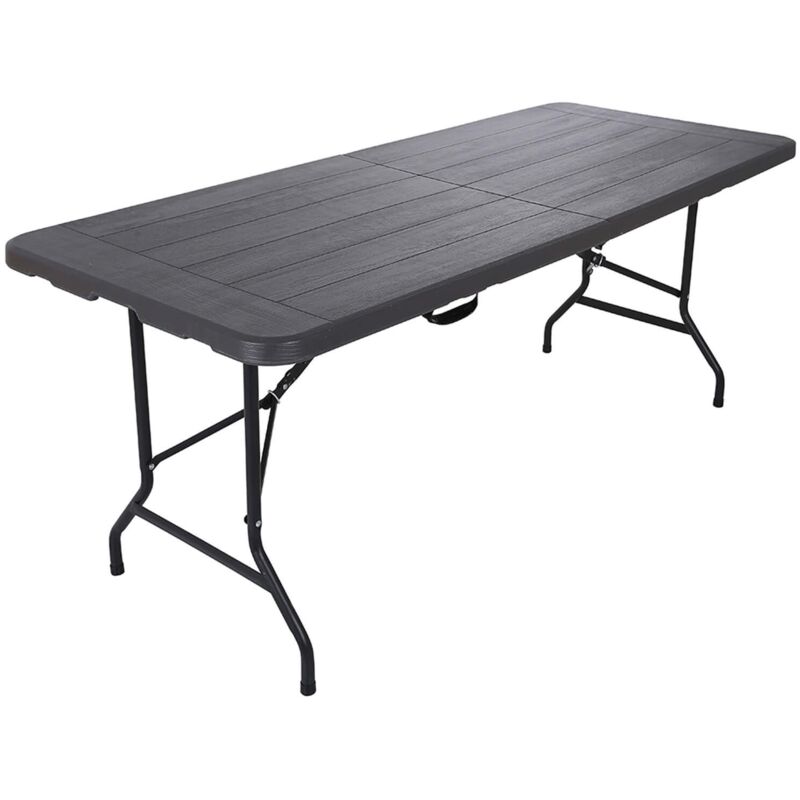 foto del prodotto mobili rebecca tavolo da esterno betel 74x180x75 plastica acciaio grigio scuro nero moderno montato