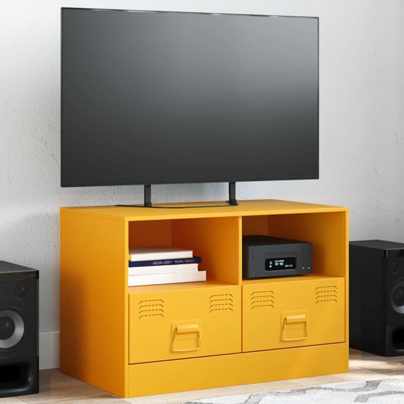 foto del prodotto mobili tv 2 pz giallo senape 67x39x44 cm in acciaio