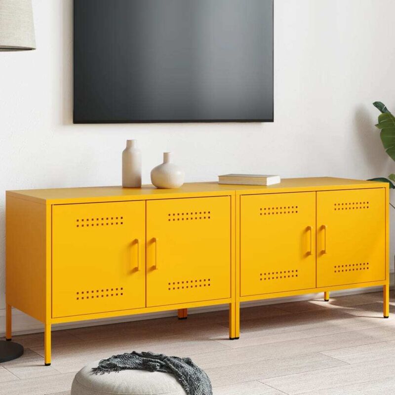 foto del prodotto mobili tv 2 pz giallo senape 68x39x50,5 cm in acciaio vidaxl