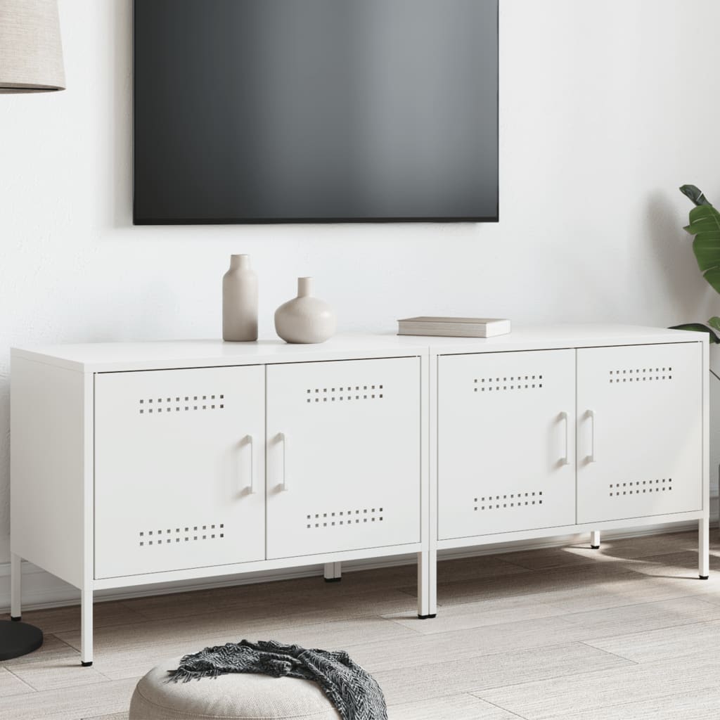 foto del prodotto mobili tv 2pz bianchi 68x39x50,5 cm in acciaio