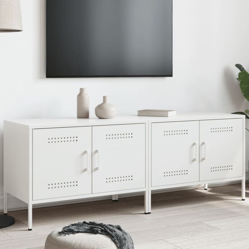 foto del prodotto mobili tv 2pz bianchi 68x39x50,5 cm in acciaio vidaxl