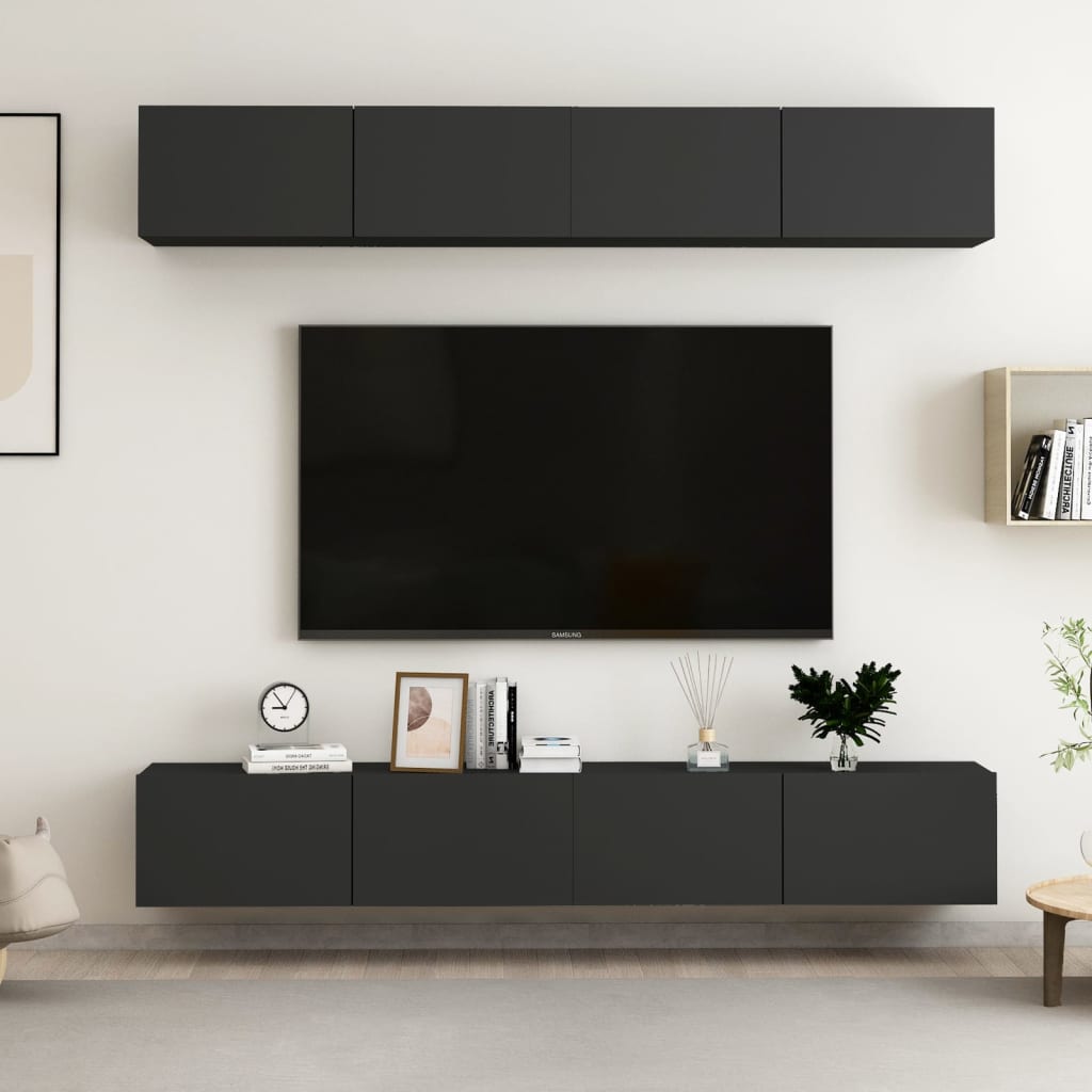foto del prodotto mobili tv 4 pz nero 100x30x30 cm in truciolato