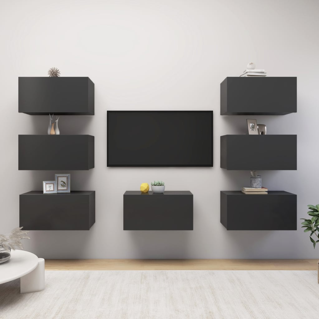 foto del prodotto mobili tv 7 pz grigi 30,5x30x60 cm in truciolato