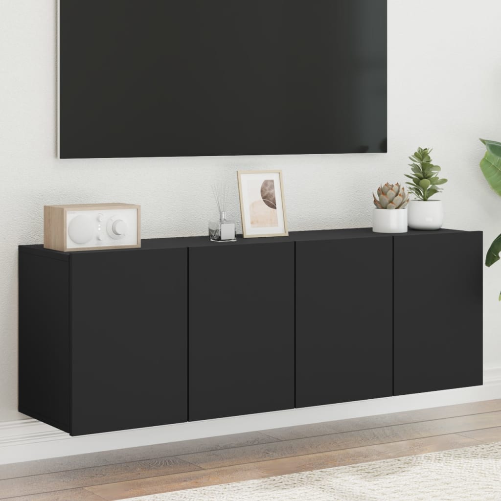 foto del prodotto mobili tv a parete 2pz neri 60x30x41 cmcod mxl 110069