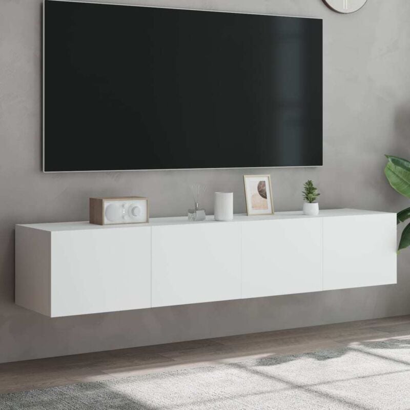foto del prodotto mobili tv a parete con luci led 2pz bianchi 80x35x31 cm vidaxl