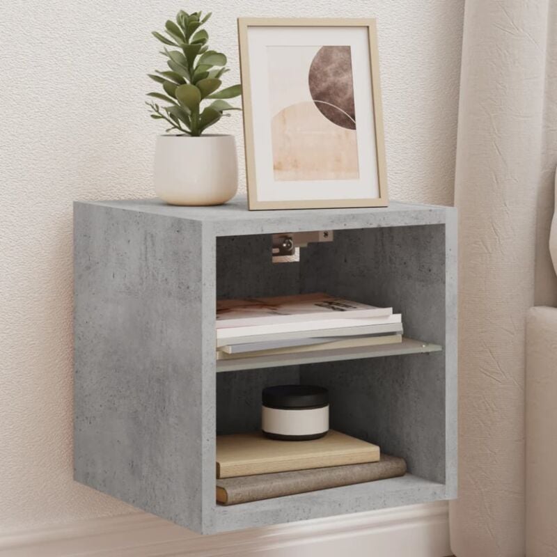 foto del prodotto mobili tv a parete con luci led 2pz grigio cemento 30x28,5x30cm vidaxl