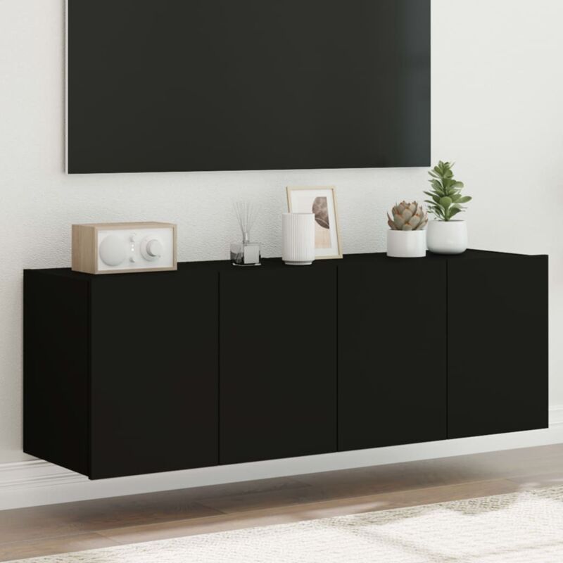 foto del prodotto mobili tv a parete con luci led 2pz neri 60x35x41 cm vidaxl