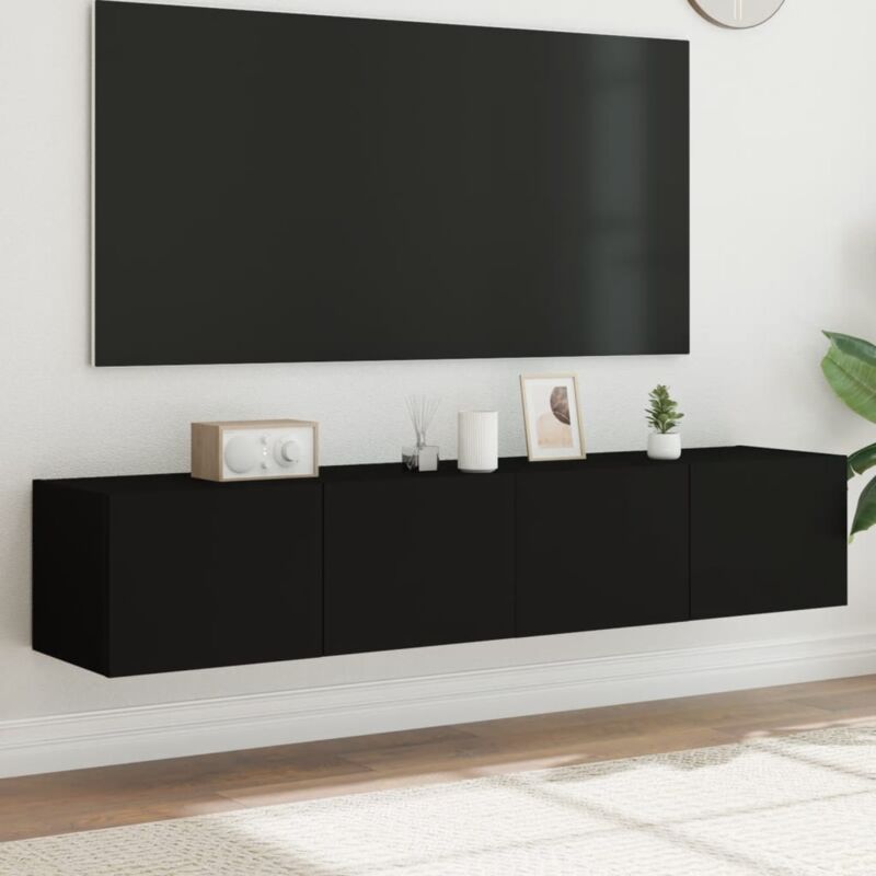 foto del prodotto mobili tv a parete con luci led 2pz neri 80x35x31 cm vidaxl