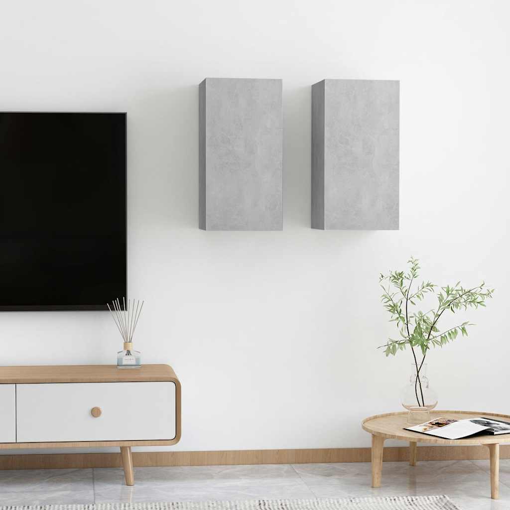 foto del prodotto mobili tv grigio cemento 2 pz 30,5x30x60 cm in truciolato