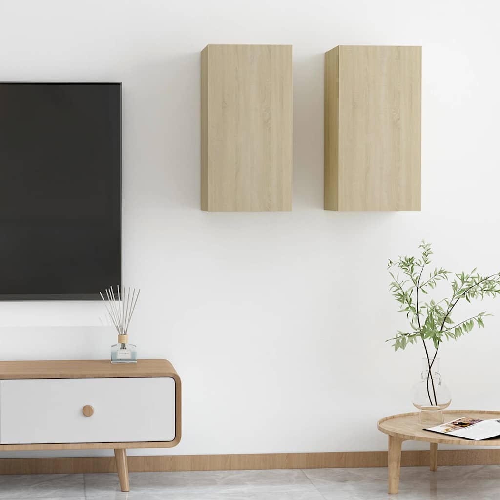 foto del prodotto mobili tv rovere sonoma 2 pz 30,5x30x60 cm in truciolato cod mxl 34023