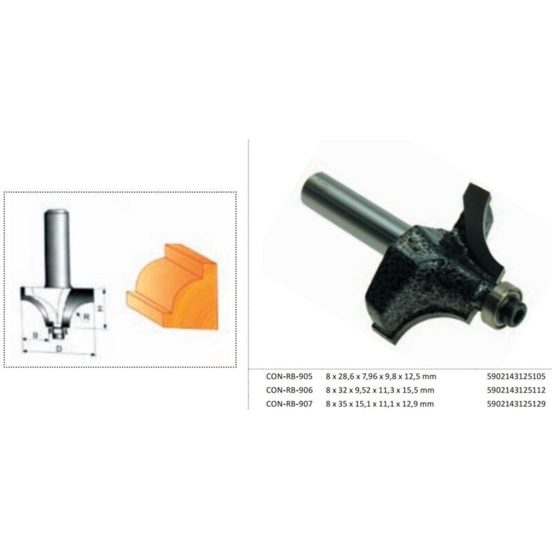 foto del prodotto mobilibrico condor frez do drewna, do zaokr gle fi 32 15,5 x 11,3 x 9,52mm trzpie 8mm z o yskiem