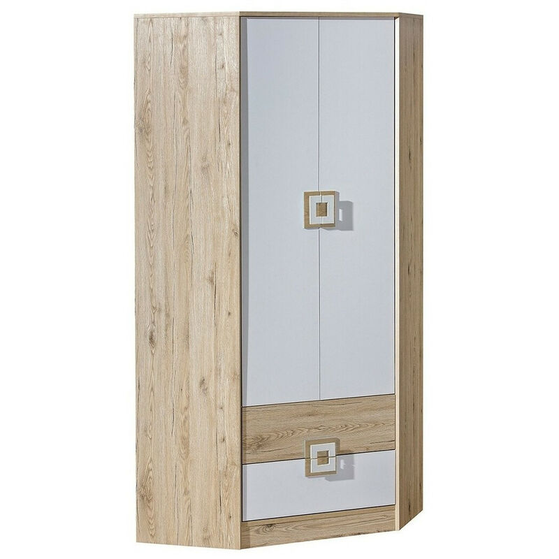 foto del prodotto mobilier1 armadio ad angolo tolfere 102, rovere chiaro bianco, 190x87x87cm, porte guardaroba battenti, numero di ripiani 0