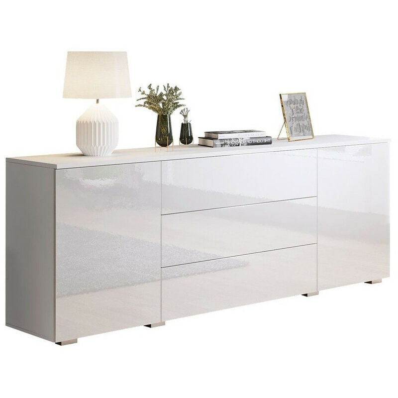foto del prodotto mobilier1 cassettiera sarasota 129, bianco bianco lucido, con cassetti e ante, numero di cassetti 0, 68x150x39cm