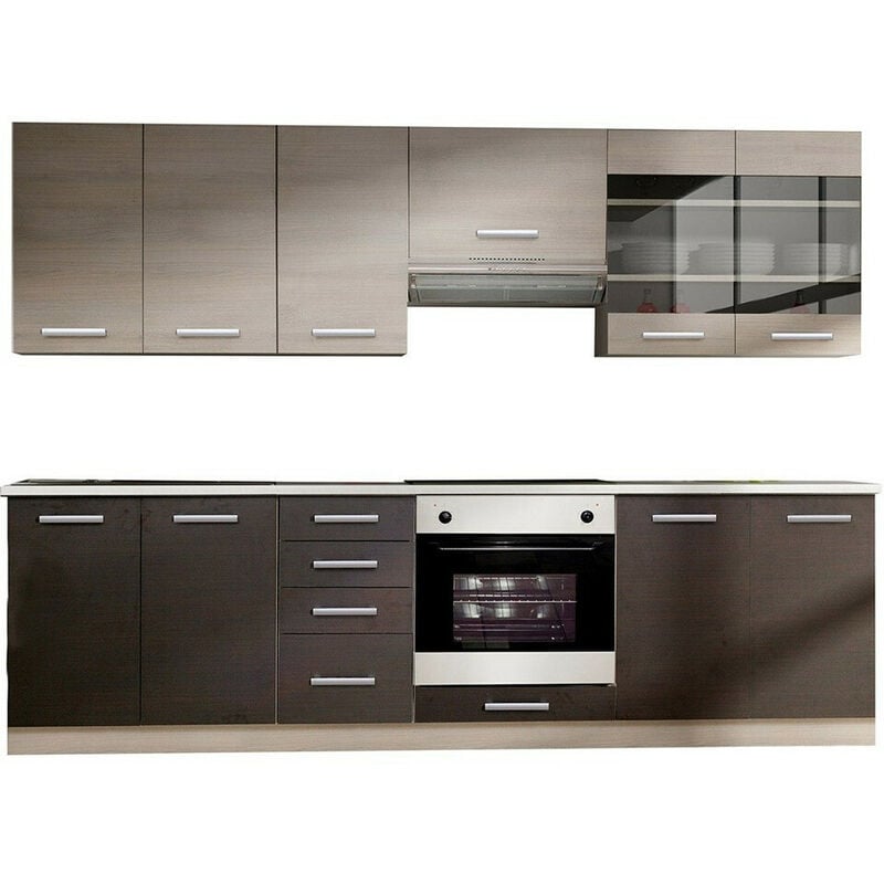 foto del prodotto mobilier1 composizione cucina tucson 167 , 260x52cm, senza, vetro temperato, truciolare laminato, led senza