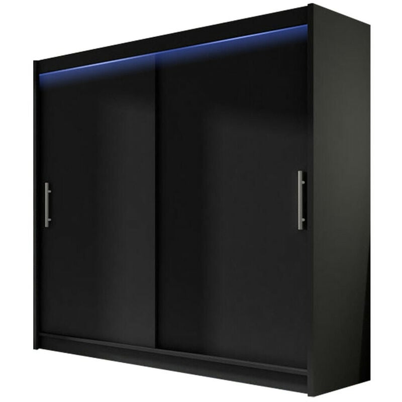 foto del prodotto mobilier1 guardaroba closico 100, nero, 215x180x58cm, porte guardaroba scorrevoli, numero di ripiani 0, led con