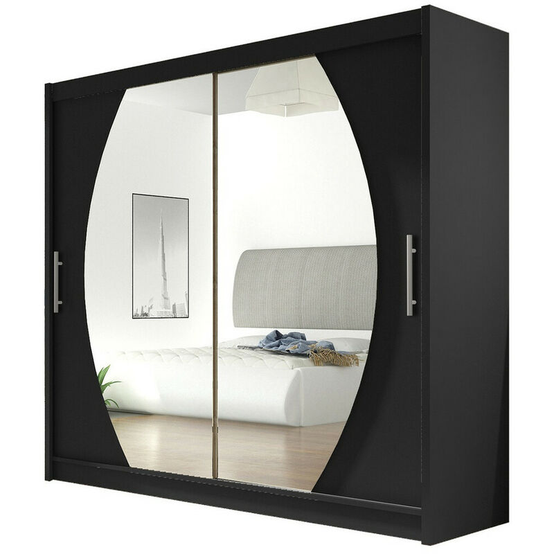 foto del prodotto mobilier1 - guardaroba closico 102, nero, 215x180x58cm, porte guardaroba: scorrevoli, numero di ripiani: 0, led: senza