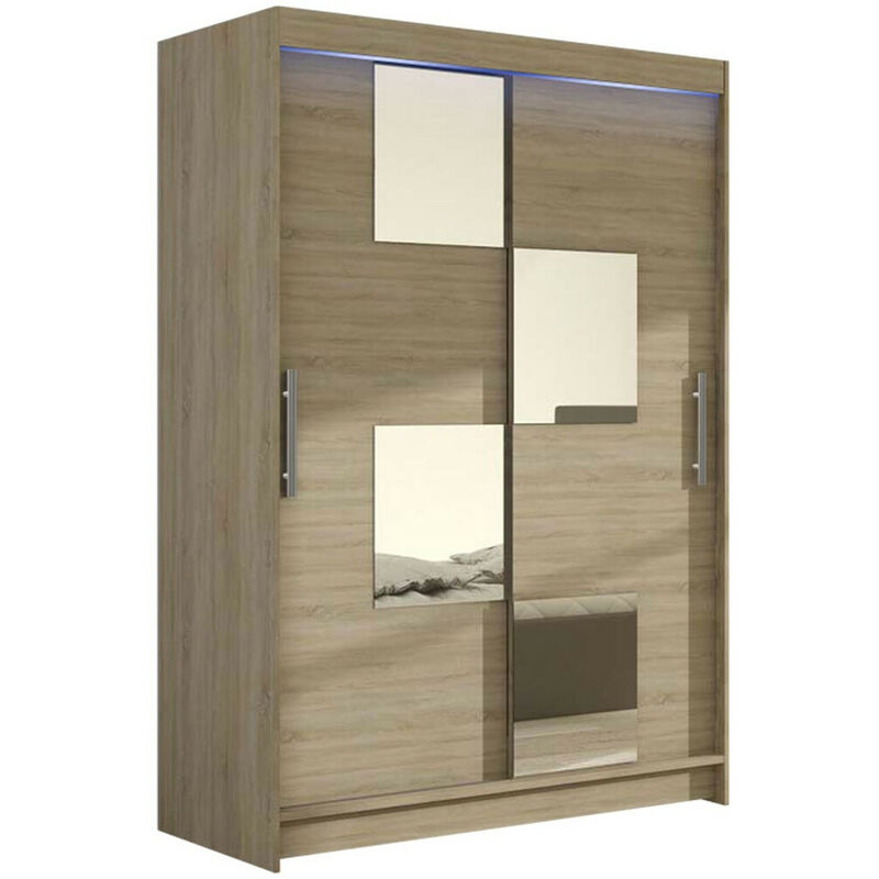 foto del prodotto mobilier1 - guardaroba closico 105, sonoma quercia, 200x120x58cm, porte guardaroba: scorrevoli, numero di ripiani: 0, led: con