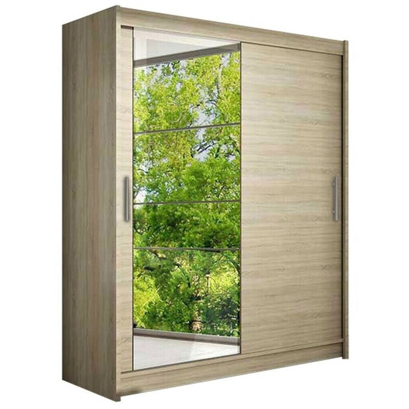 foto del prodotto mobilier1 guardaroba closico 112, sonoma quercia, 200x150x58cm, porte guardaroba scorrevoli, numero di ripiani 0, led senza