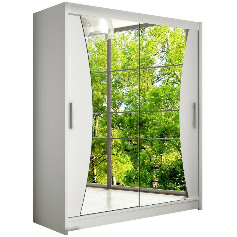 foto del prodotto mobilier1 guardaroba closico 116, bianco, 200x150x58cm, porte guardaroba scorrevoli, numero di ripiani 0, led senza