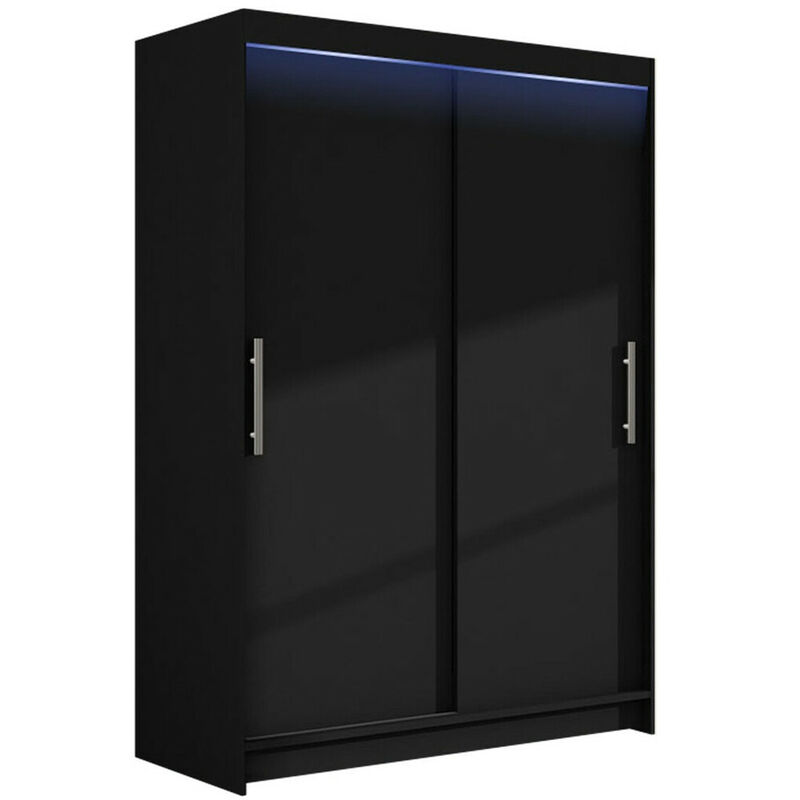 foto del prodotto mobilier1 guardaroba closico 117, nero, 200x120x58cm, porte guardaroba scorrevoli, numero di ripiani 0, led con