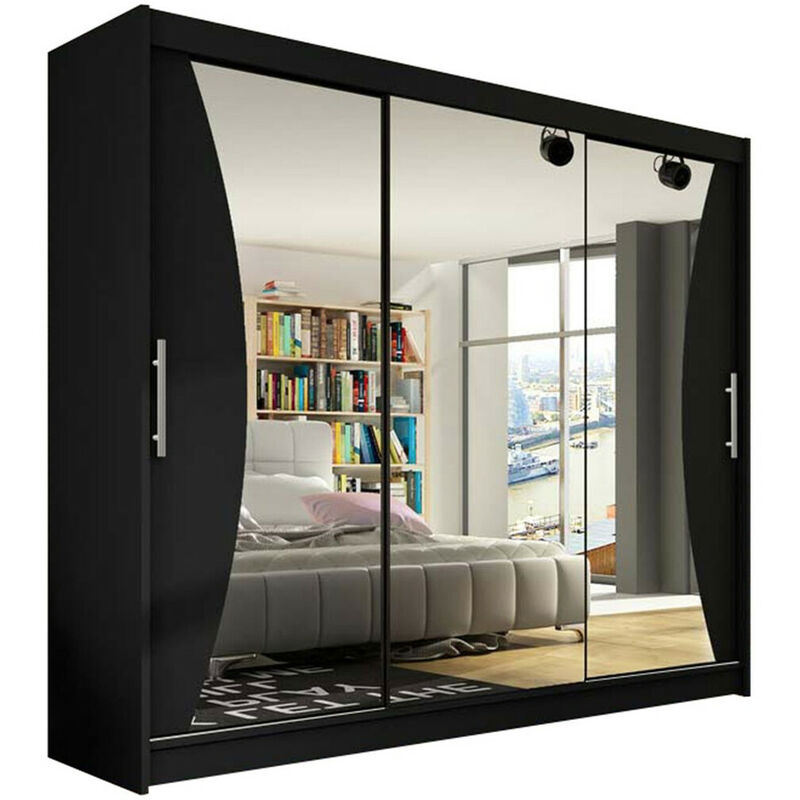 foto del prodotto mobilier1 guardaroba closico 120, nero, 215x250x58cm, porte guardaroba scorrevoli, numero di ripiani 0