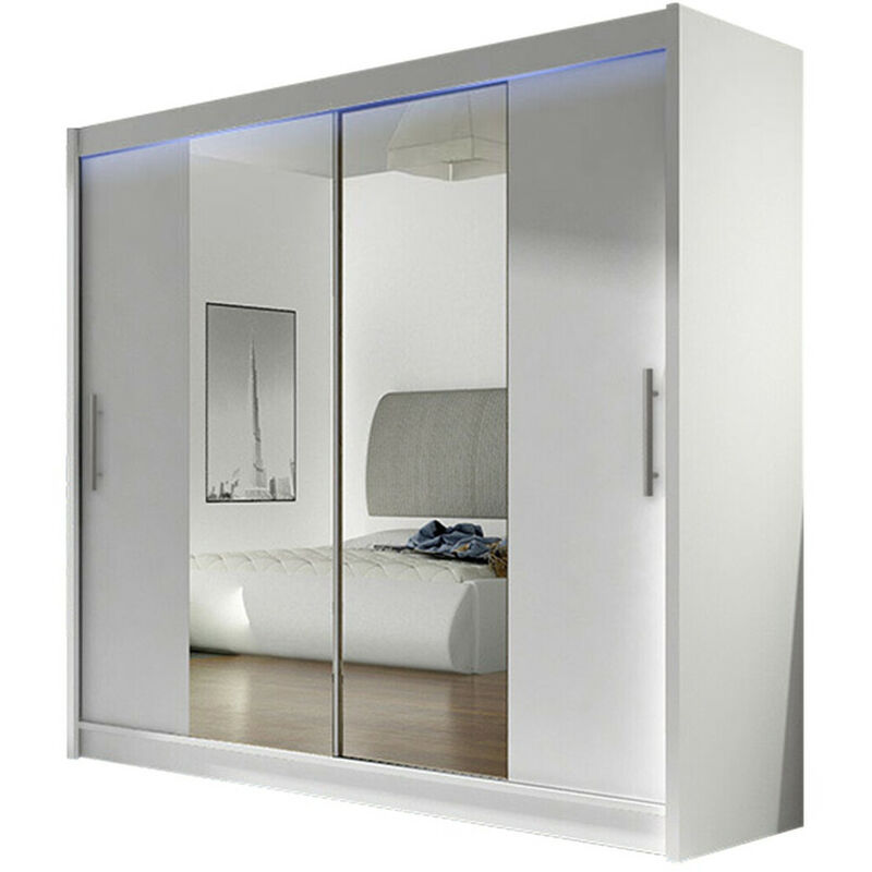 foto del prodotto mobilier1 guardaroba closico 123, bianco, 215x180x58cm, porte guardaroba scorrevoli, numero di ripiani 0, led con