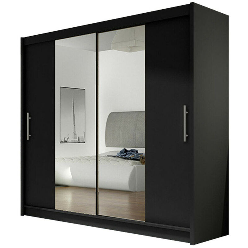 foto del prodotto mobilier1 guardaroba closico 123, nero, 215x180x58cm, porte guardaroba scorrevoli, numero di ripiani 0