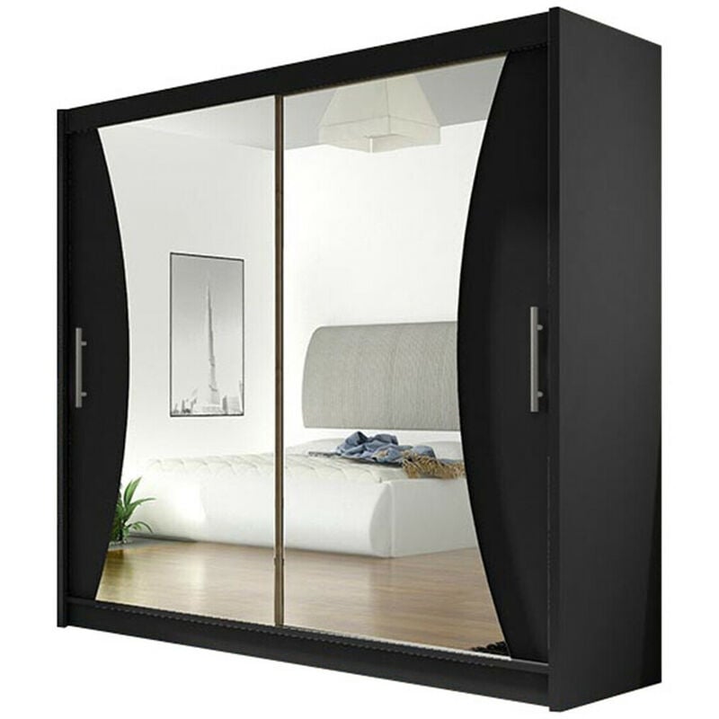 foto del prodotto mobilier1 guardaroba closico 124, nero, 215x180x57cm, porte guardaroba scorrevoli, numero di ripiani 0