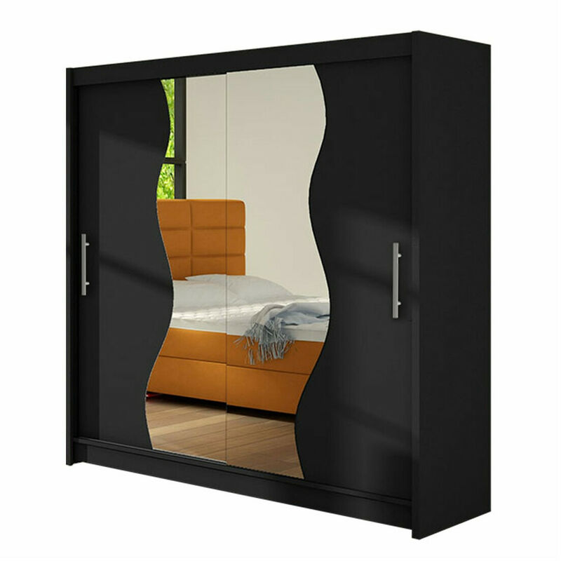 foto del prodotto mobilier1 guardaroba closico 126, nero, 215x180x58cm, porte guardaroba scorrevoli, numero di ripiani 0