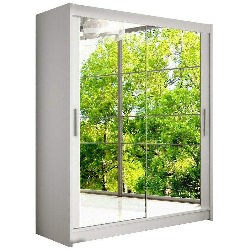 foto del prodotto mobilier1 guardaroba closico 127, bianco, 200x150x58cm, porte guardaroba scorrevoli, numero di ripiani 0, led senza