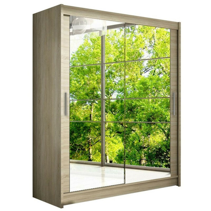 foto del prodotto mobilier1 guardaroba closico 127, sonoma quercia, 200x150x58cm, porte guardaroba scorrevoli, numero di ripiani 0, led senza