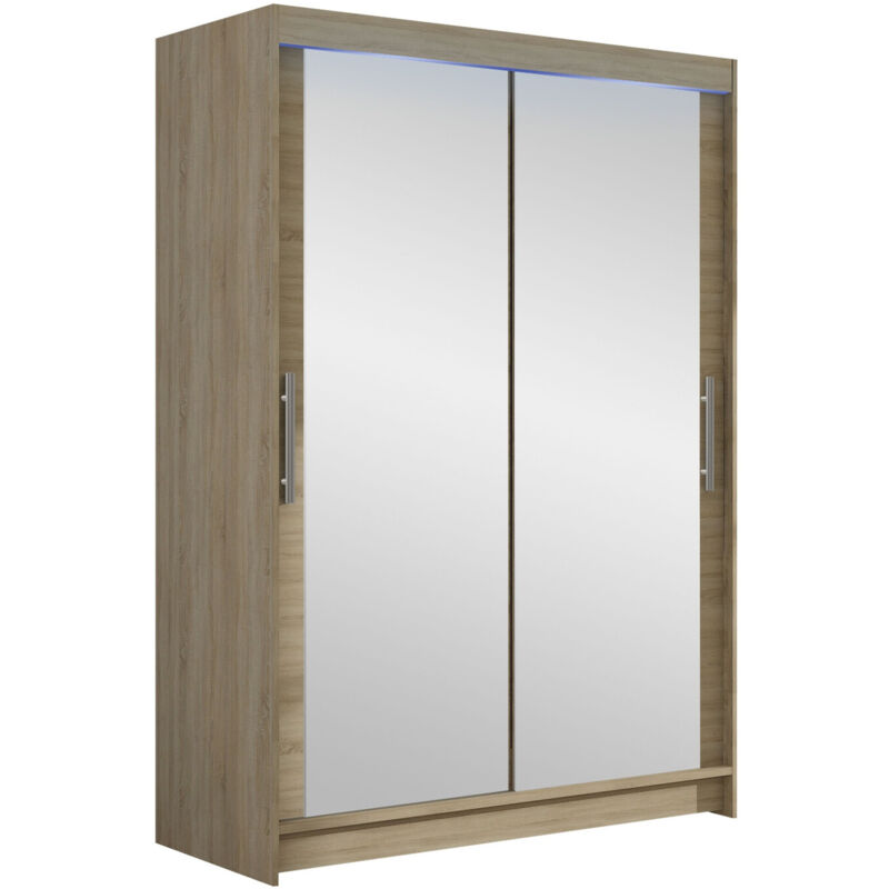foto del prodotto mobilier1 - guardaroba closico 129, sonoma quercia, 200x120x58cm, porte guardaroba: scorrevoli, numero di ripiani: 0, led: con