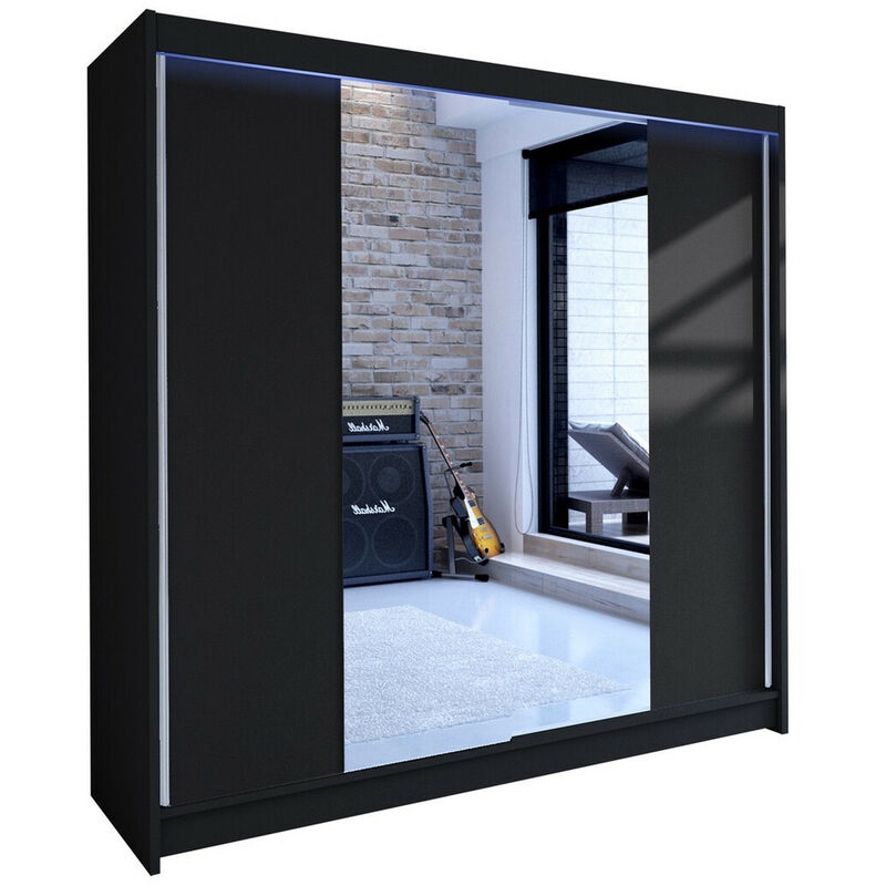 foto del prodotto mobilier1 - guardaroba closico 138, nero, 215x180x58cm, porte guardaroba: scorrevoli, numero di ripiani: 0, led: con