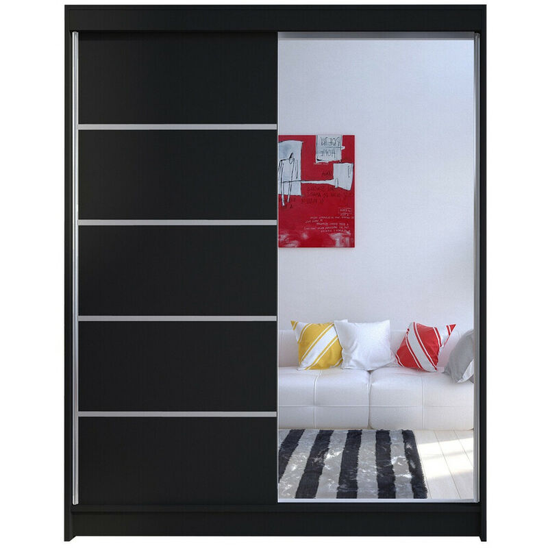 foto del prodotto mobilier1 guardaroba closico 143, nero, 200x150x58cm, porte guardaroba scorrevoli, numero di ripiani 0