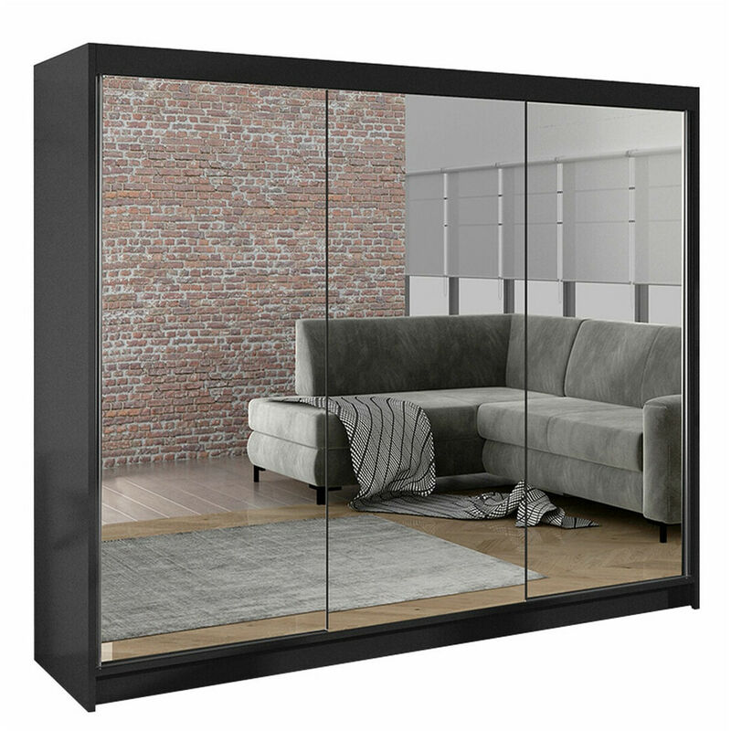foto del prodotto mobilier1 guardaroba closico 160, nero, 215x200x58cm, porte guardaroba scorrevoli, numero di ripiani 0