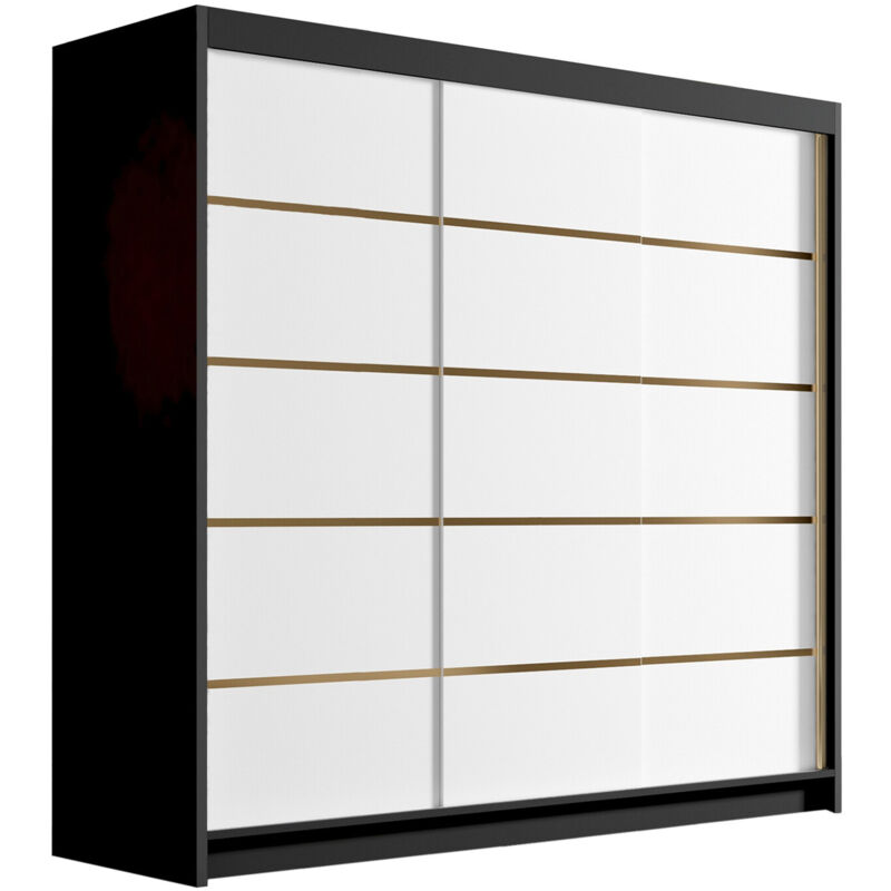 foto del prodotto mobilier1 guardaroba closico 185, nero bianco, 215x200x58cm, porte guardaroba scorrevoli, numero di ripiani 0