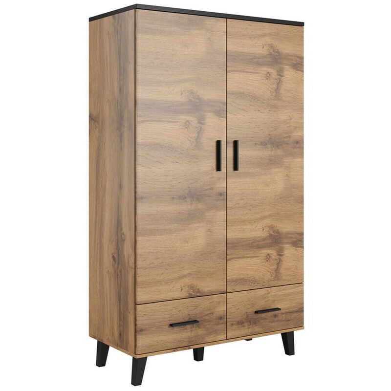 foto del prodotto mobilier1 - guardaroba larfloi 111, quercia di wotan + nero, 190x110x55cm, porte guardaroba: battenti, numero di ripiani: 0