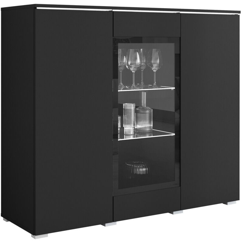 foto del prodotto mobilier1 madia sarasota 186, grafite, 104x120cm, il numero di porte 040cm, truciolare laminato, vetro temperato, led con