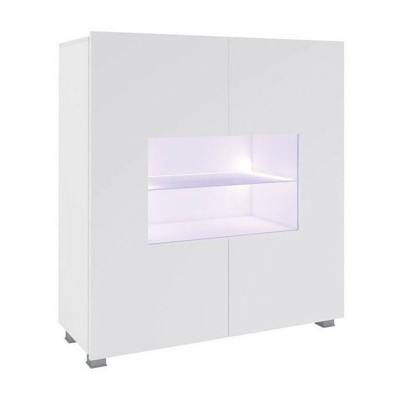 foto del prodotto mobilier1 madia tivdalu 100, bianco bianco lucido, 107x100cm, il numero di porte 035cm, vetro temperato, truciolare laminato, led con