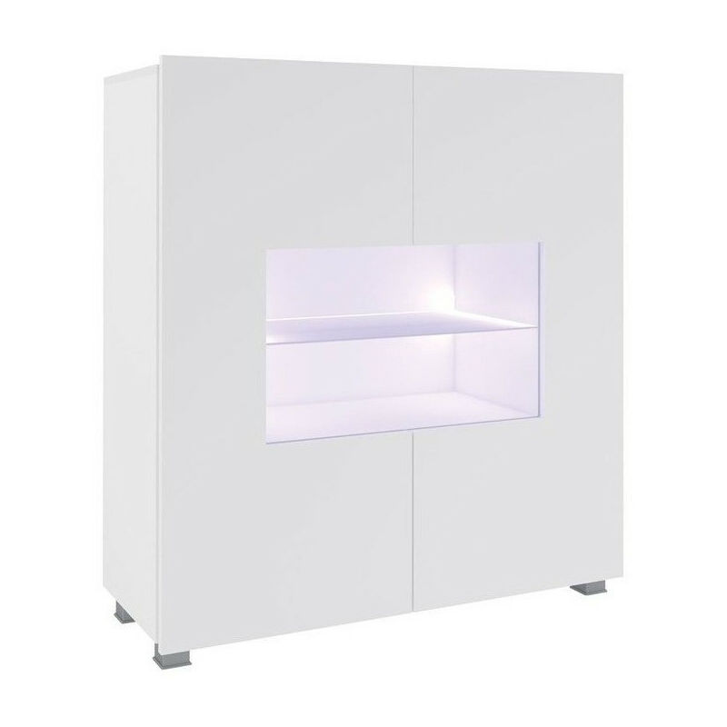 foto del prodotto mobilier1 madia tivdalu 100, bianco bianco lucido, 107x100cm, il numero di porte 035cm, vetro temperato, truciolare laminato, led con
