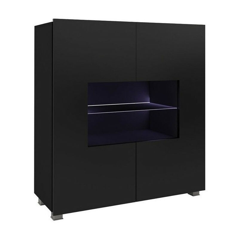 foto del prodotto mobilier1 madia tivdalu 100, nero nero lucido, 107x100cm, il numero di porte 035cm, vetro temperato, truciolare laminato, led con