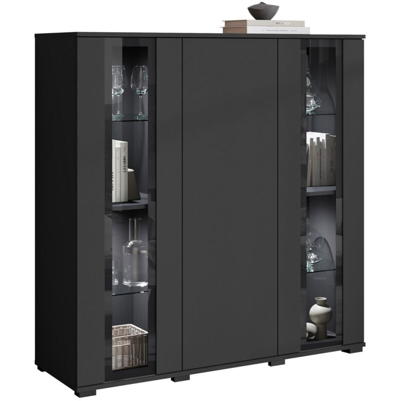 foto del prodotto mobilier1 madia torcame 100, nero, 122x120cm, il numero di porte 040cm, vetro temperato, truciolare laminato, led con