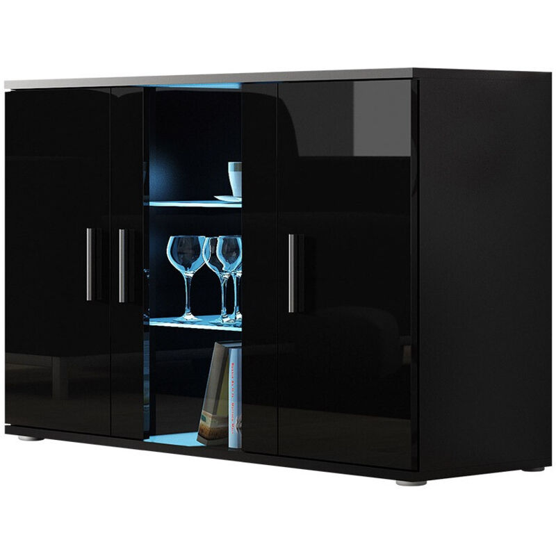 foto del prodotto mobilier1 madia tornola 106, nero nero lucido, 80x120cm, il numero di porte 041cm, vetro, truciolare laminato, led con