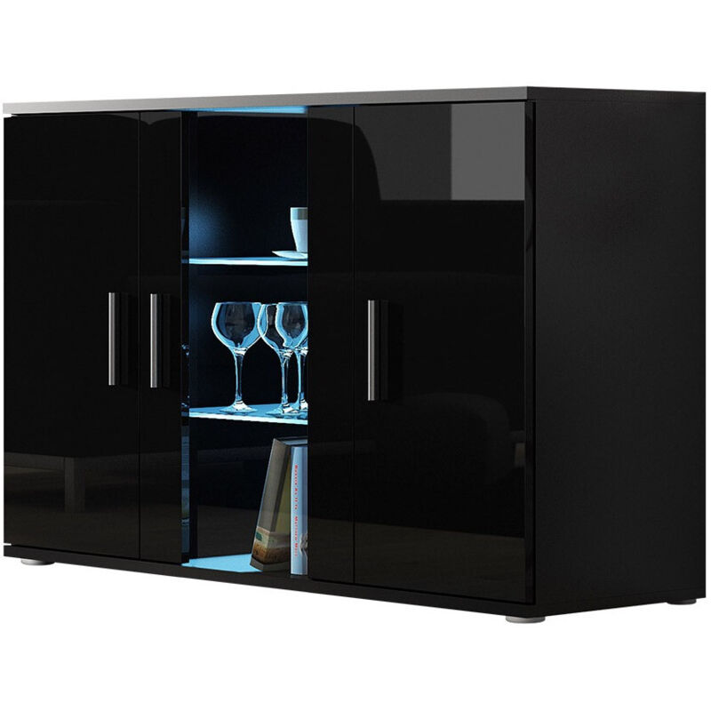foto del prodotto mobilier1 madia tornola 106, nero nero lucido, 80x120cm, il numero di porte 041cm, vetro, truciolare laminato, led con