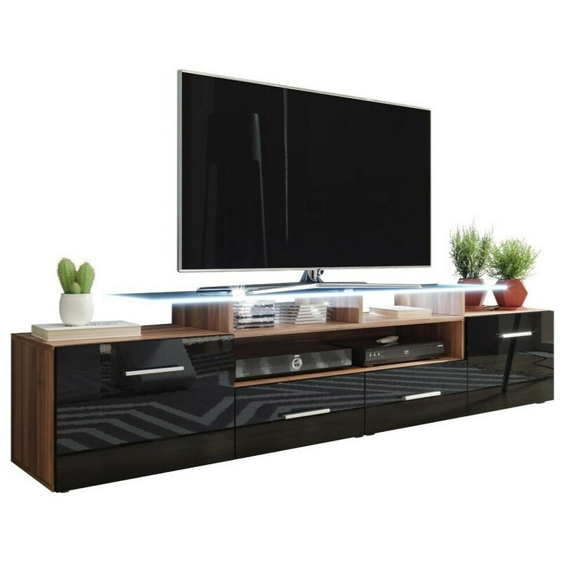 foto del prodotto mobilier1 mobile porta tv charlotte 117, prugna nero lucido, il numero di porte 0, numero di cassetti 0, 194x38x39cm, led senza
