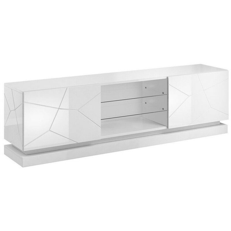 foto del prodotto mobilier1 mobile porta tv charlotte 128, bianco bianco lucido, il numero di porte 0, numero di cassetti 0, 200x57x40cm, led senza