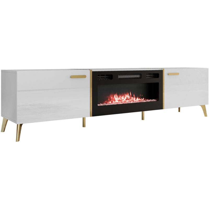 foto del prodotto mobilier1 - mobile porta tv comfivo teslomo 112, bianco + bianco lucido, il numero di porte 0, numero di cassetti 0, 214x50x38cm