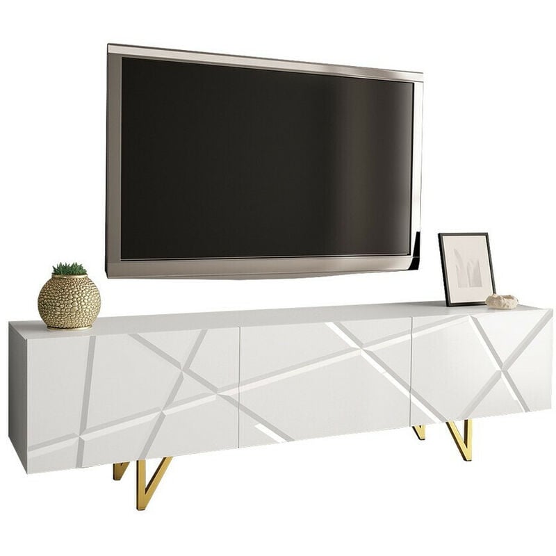 foto del prodotto mobilier1 mobile porta tv mavmave 100, bianco bianco lucido, il numero di porte 0, numero di cassetti 0, 180x52x37cm